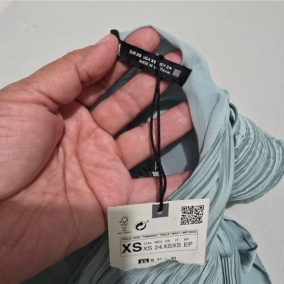 NWT Zara Pleated Romper Dress Size Xs In Green - Picture 4 of 12